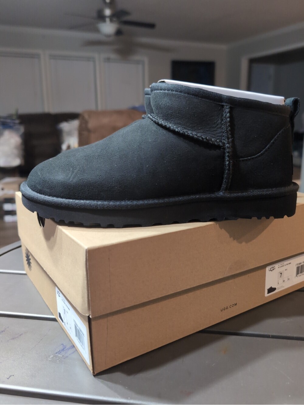 UGG Womens Classic Ultra Mini Boots | Black | 1116109-BLK | Authentic New Size 7